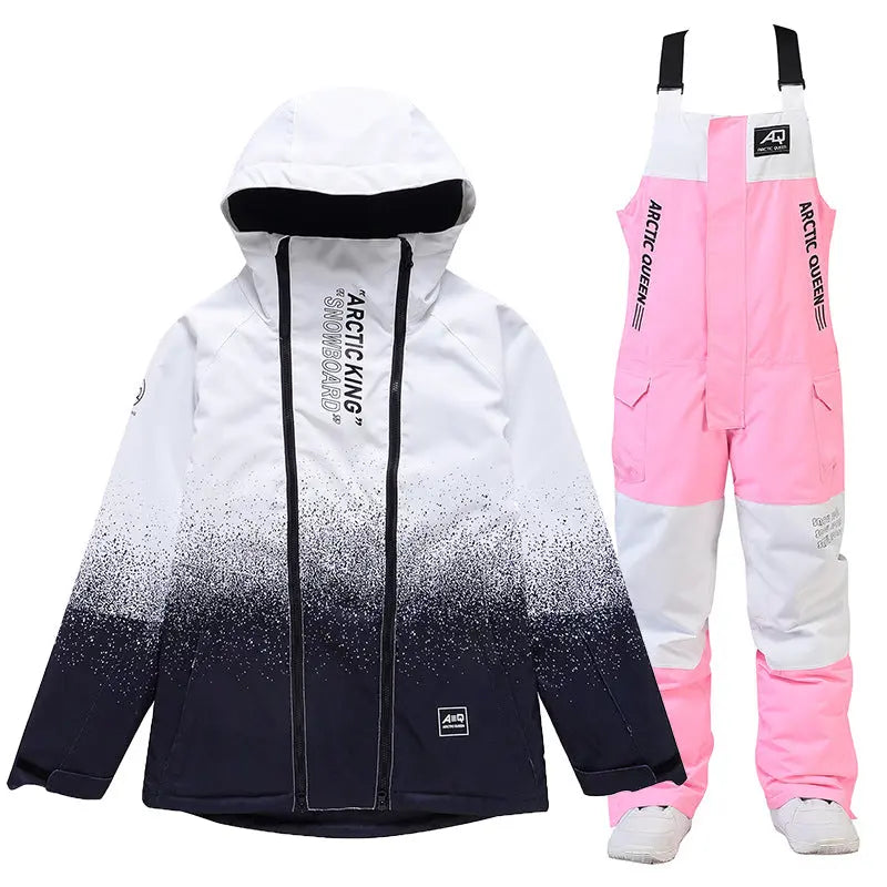 Hotian Women Ski Set Cargo Jacket & Bibs Pants 