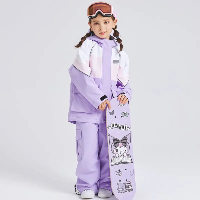 Kids 2 Pieces Snow Jacket & Bibs Outdoor Winter Ski Overalls HOTIANSNOW