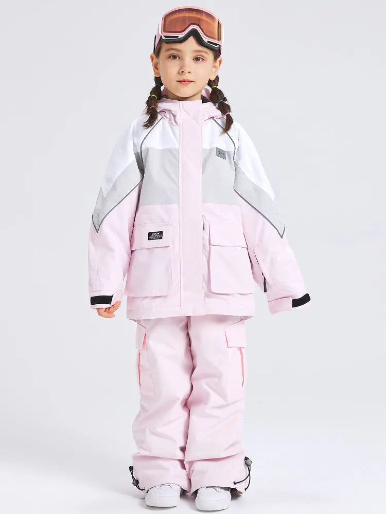 Kids 2 Pieces Snow Jacket & Bibs Outdoor Winter Ski Overalls HOTIANSNOW