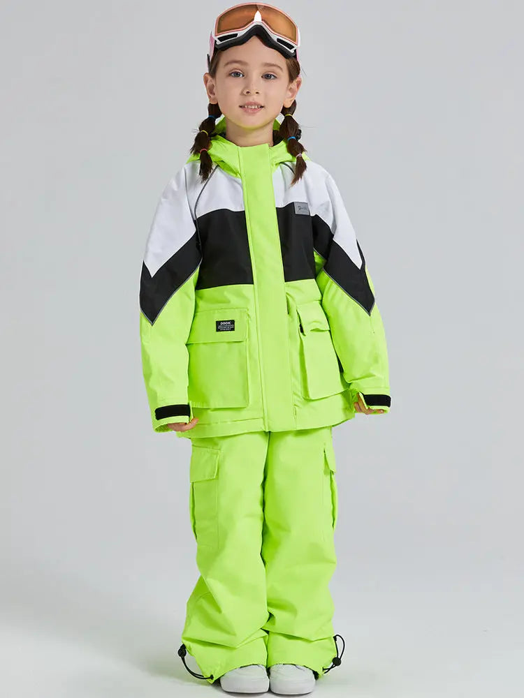 Kids 2 Pieces Snow Jacket & Bibs Outdoor Winter Ski Overalls HOTIANSNOW