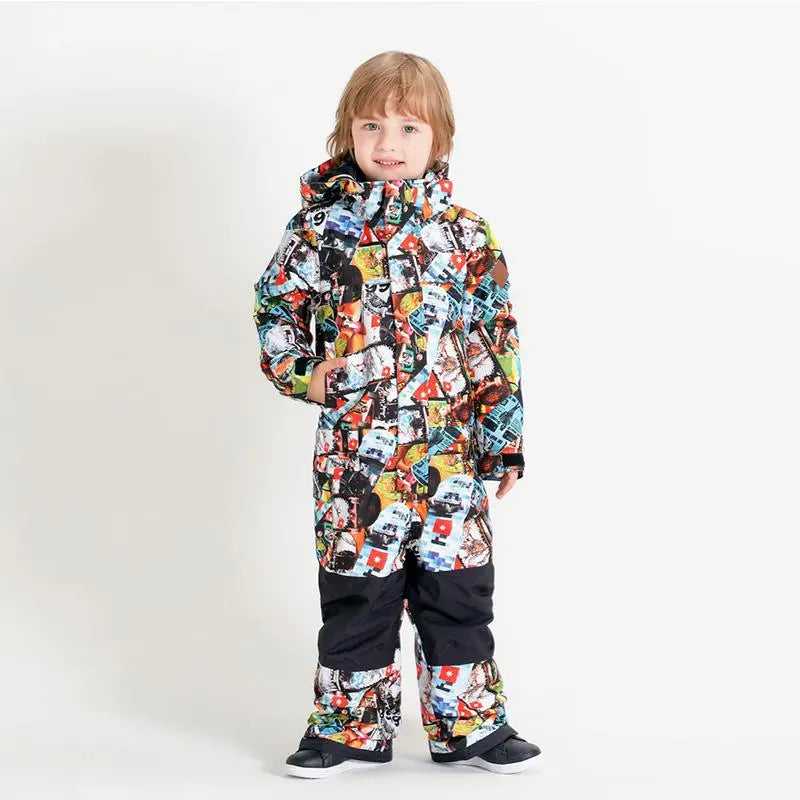 Kids Colorful One Piece Ski Suit HOTIANSNOW