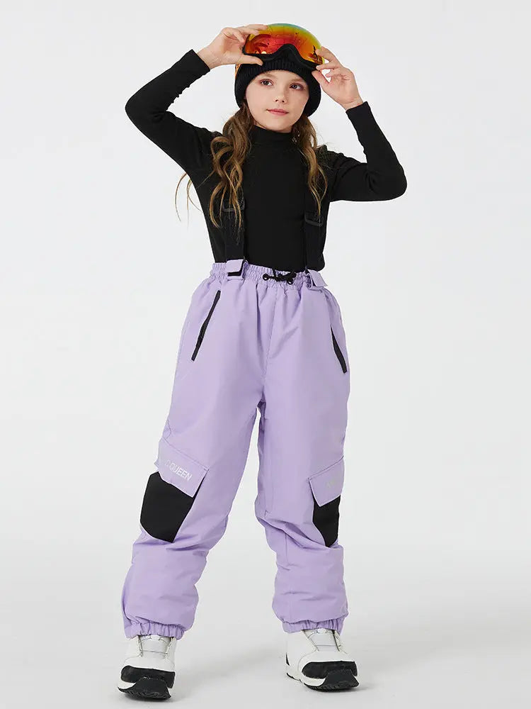 Kids Loose Fit Snow & Ski Pants Removable Shoulder Strap HOTIANSNOW