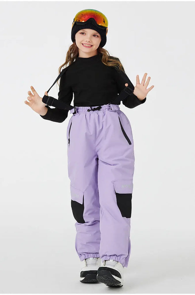 Kids Loose Fit Snow & Ski Pants Removable Shoulder Strap HOTIANSNOW