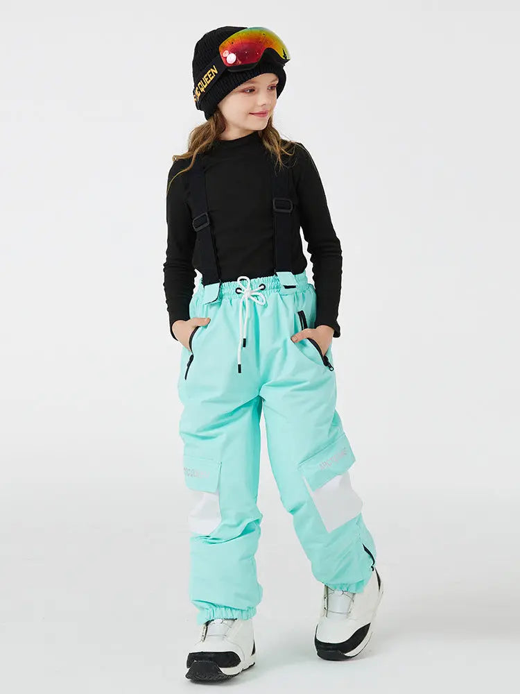 Kids Loose Fit Snow & Ski Pants Removable Shoulder Strap HOTIANSNOW