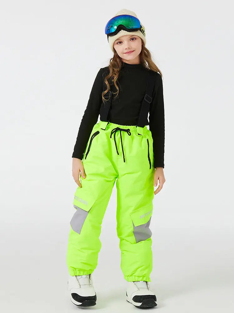 Kids Loose Fit Snow & Ski Pants Removable Shoulder Strap HOTIANSNOW