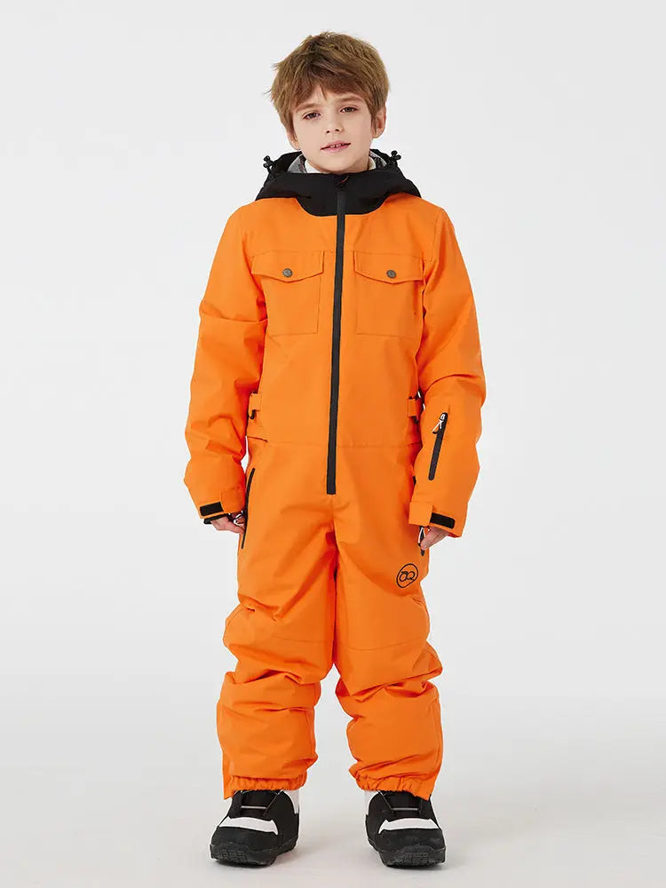 Kids One Piece Snowsuit Children Winter Zip-up Snow Jumpsuits HOTIANSNOW