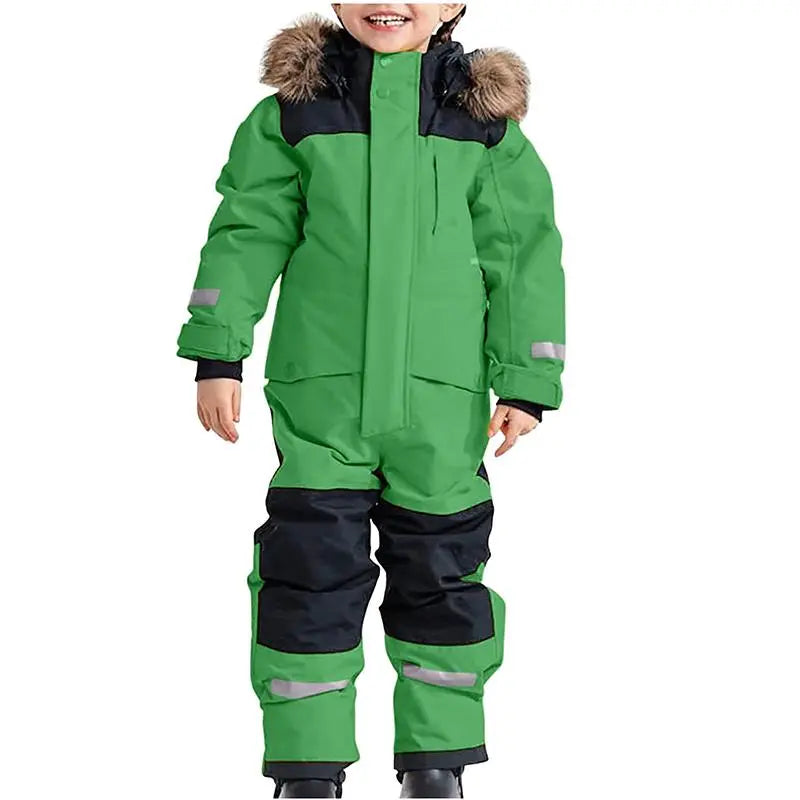 Kids One Piece Snowsuit Girl Boy Ski Snowboard Jumpsuits 