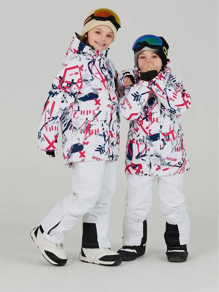 Kids Outdoor Ski Jacket & Pants Set Insulated Snowboard Outwear 