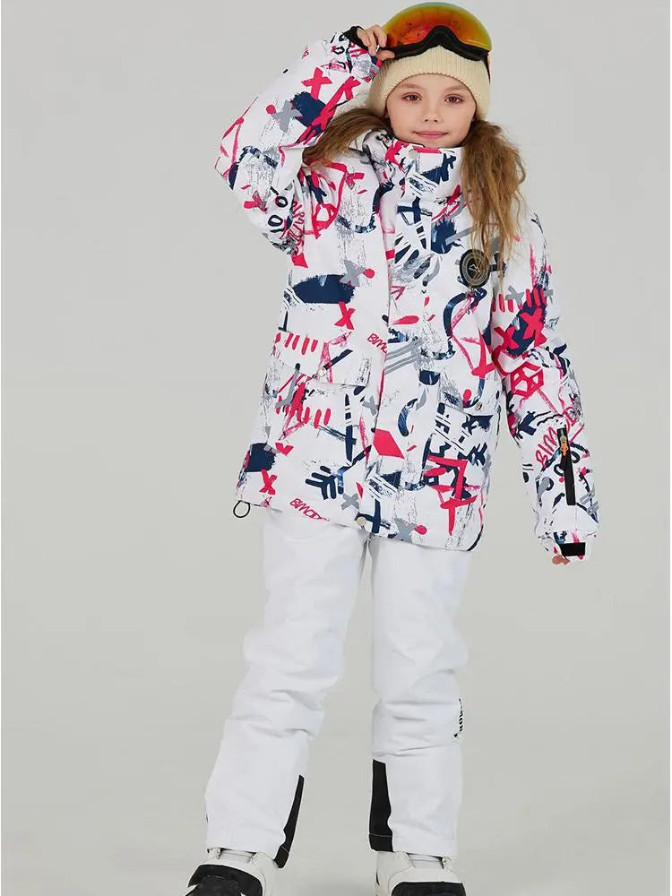 Kids Outdoor Ski Jacket & Pants Set Insulated Snowboard Outwear 