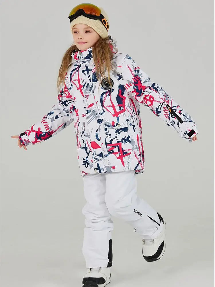 Kids Outdoor Ski Jacket & Pants Set Insulated Snowboard Outwear 