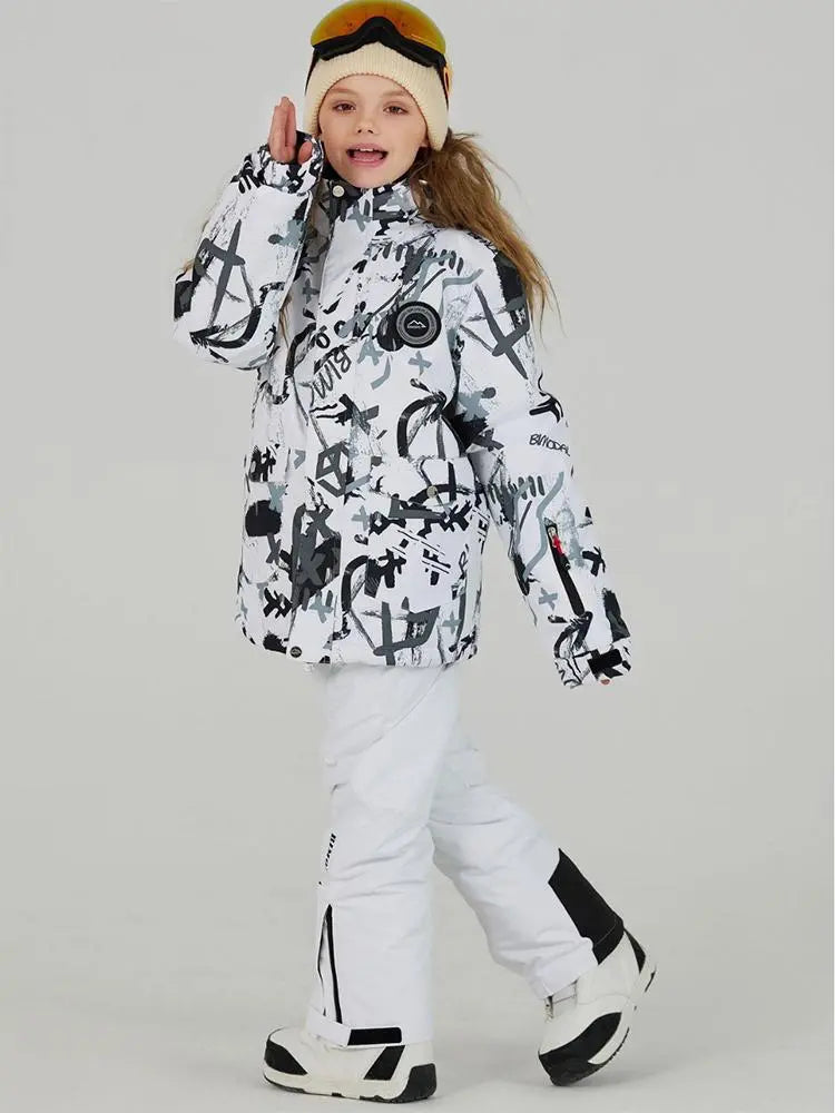 Kids Outdoor Ski Jacket & Pants Set Insulated Snowboard Outwear 