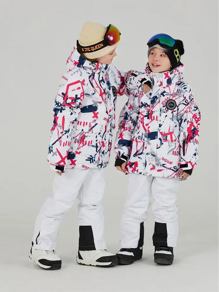 Kids Outdoor Ski Jacket & Pants Set Insulated Snowboard Outwear 