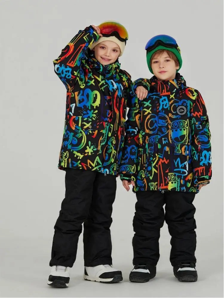 Kids Outdoor Ski Jacket & Pants Set Insulated Snowboard Outwear 