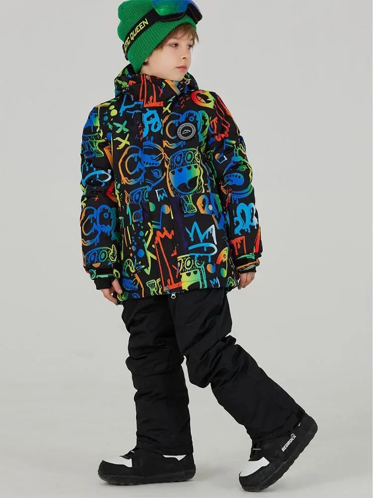 Kids Outdoor Ski Jacket & Pants Set Insulated Snowboard Outwear 