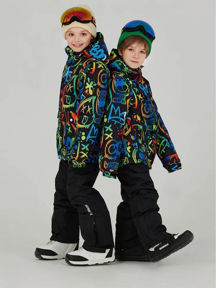 Kids Outdoor Ski Jacket & Pants Set Insulated Snowboard Outwear 