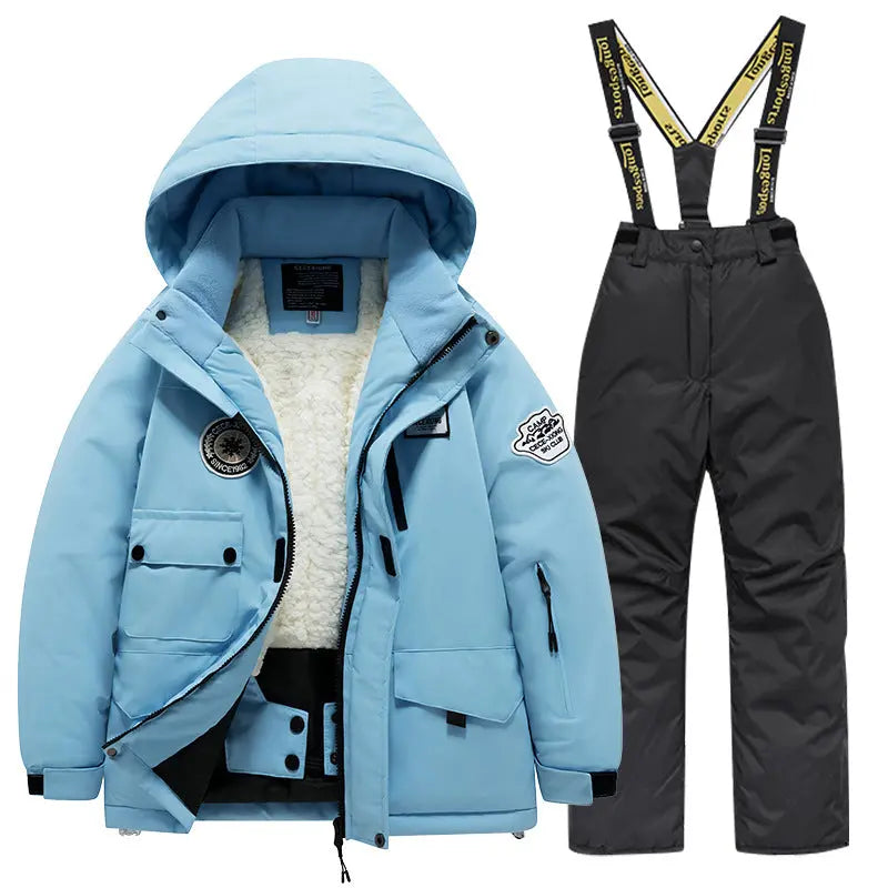 Kids Winter Ski Jacket and Bibs Set Warm Fleece Lined Coats 