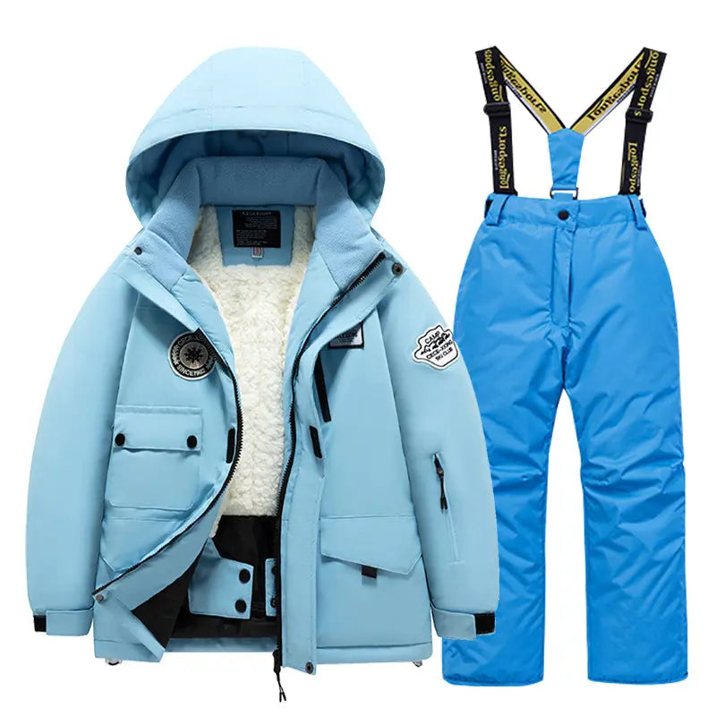 Kids Winter Ski Jacket and Bibs Set Warm Fleece Lined Coats 