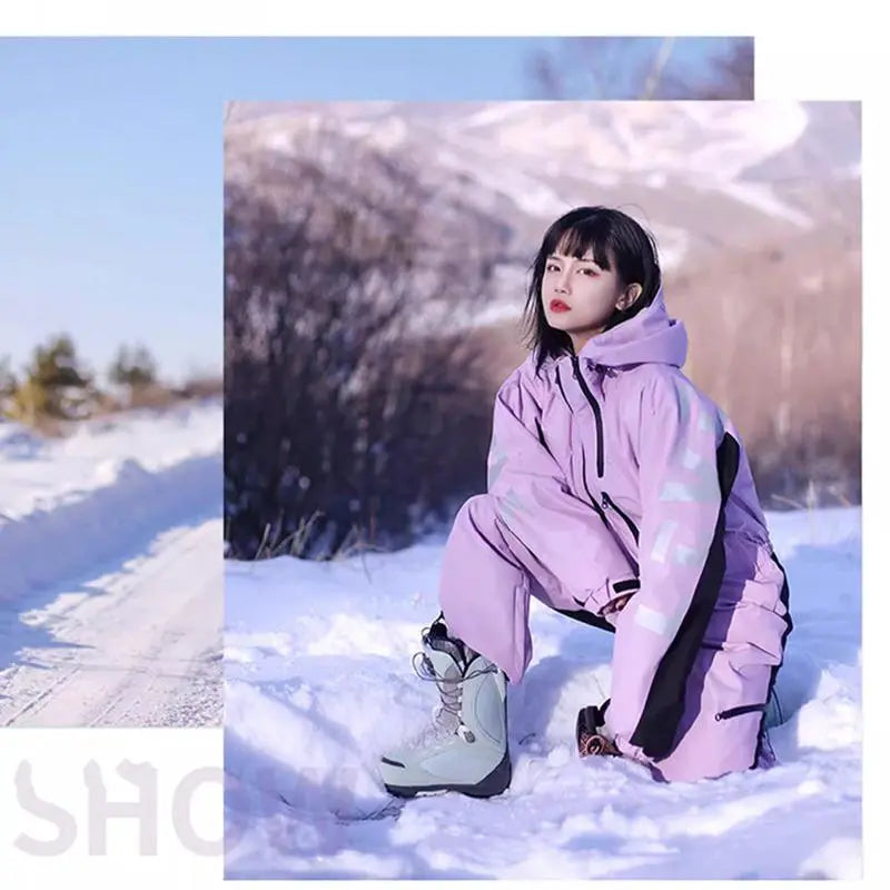 Women Outdoor Hooded Ski Suits Winter One Piece Snowsuits Jumpsuits（复制） 