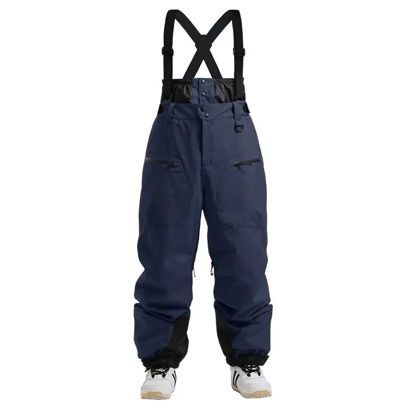 Men Basic Ski Bibs Winter Warm One-piece Snow Pants 