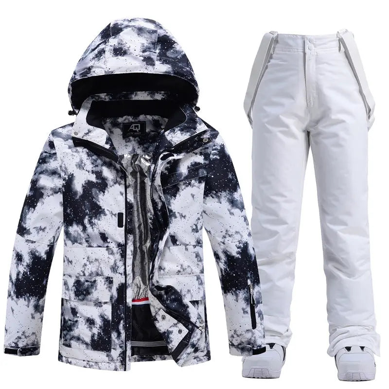 Men Graffiti Graphic Ski Jacket & Pants Set 