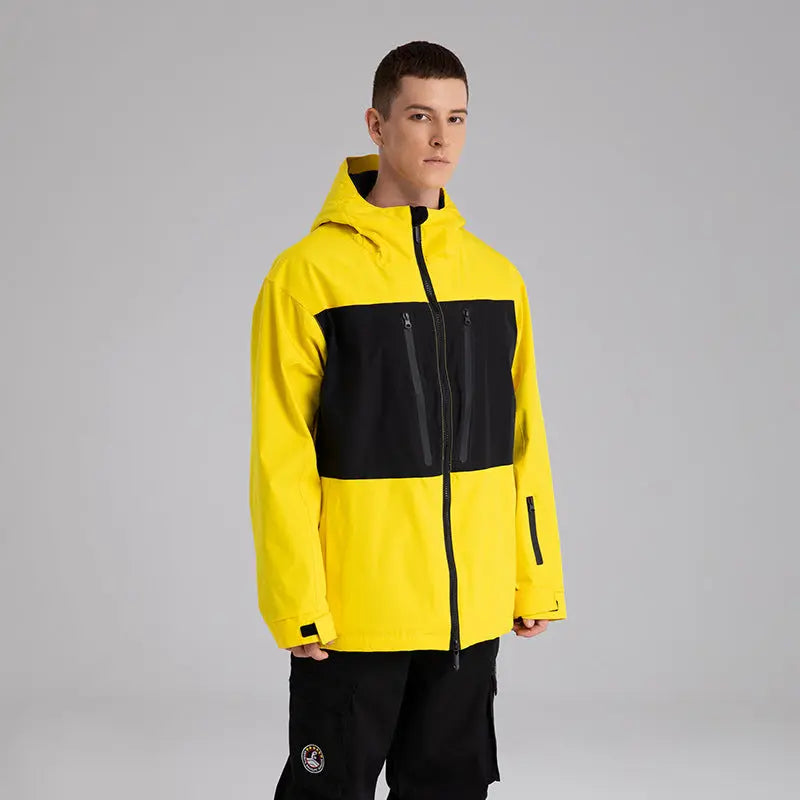 Men Neon Colorblock Ski Shell Jacket 