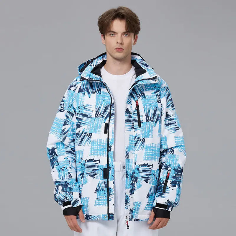 Men Outdoor Ski Snow Jackets Printed Snowboard Outfit 