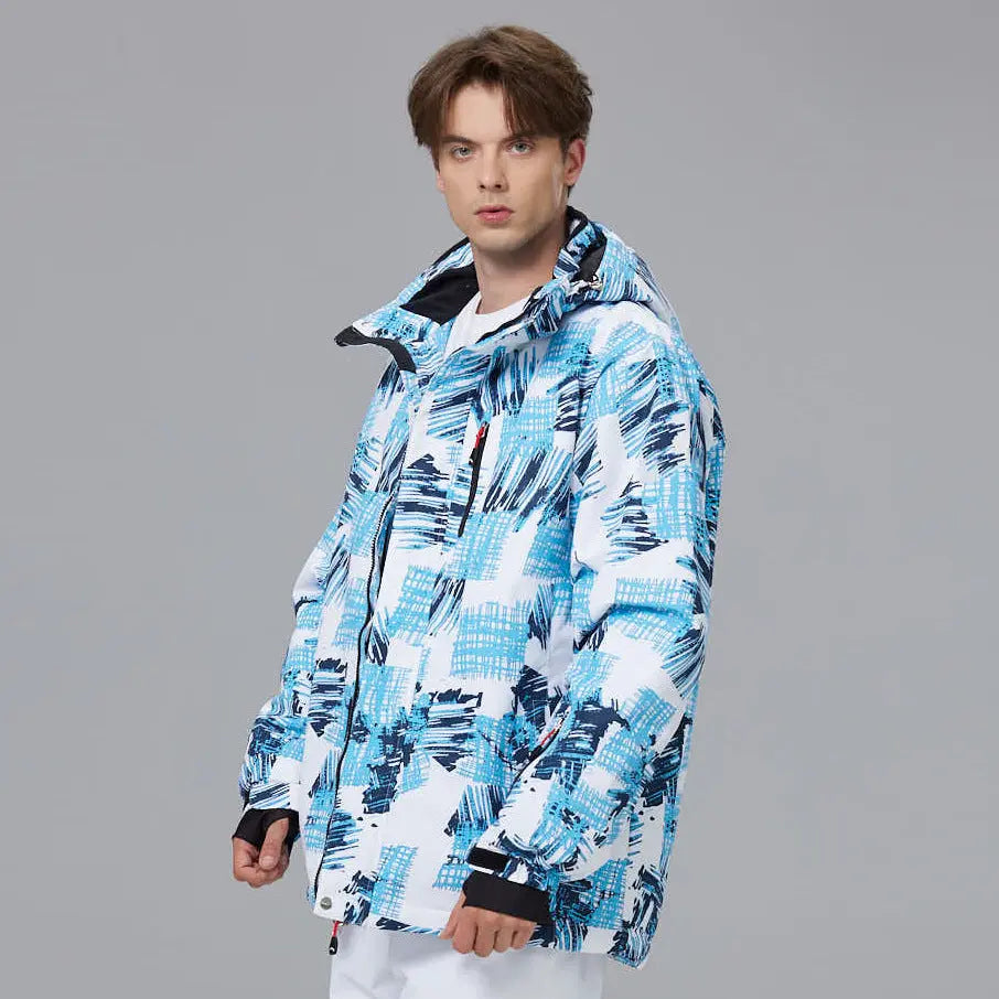 Men Outdoor Ski Snow Jackets Printed Snowboard Outfit 