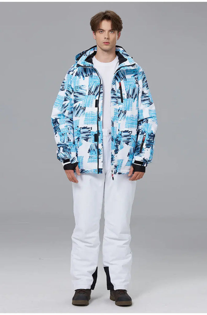 Men Outdoor Ski Snow Jackets Printed Snowboard Outfit 