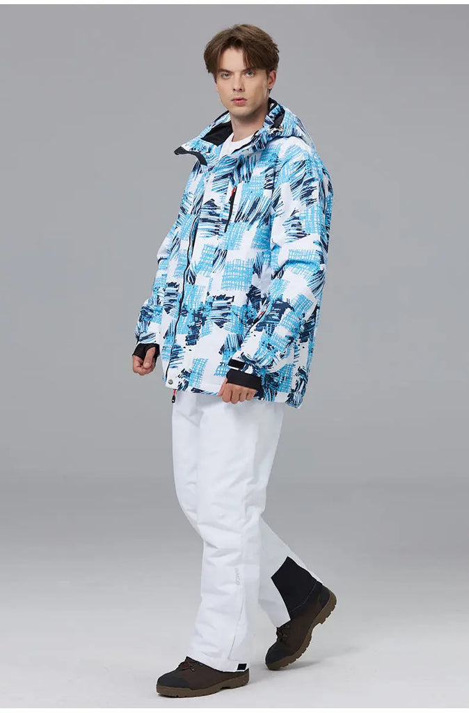 Men Outdoor Ski Snow Jackets Printed Snowboard Outfit 