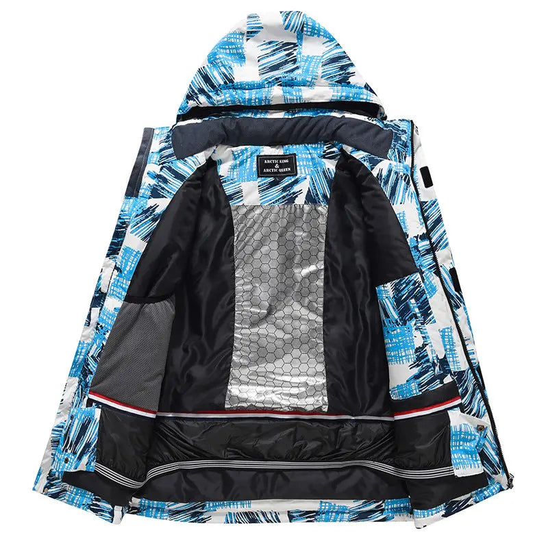 Men Outdoor Ski Snow Jackets Printed Snowboard Outfit 