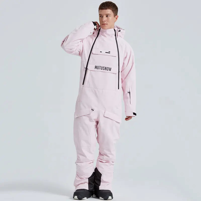 Men Ski Onesie Hooded Snow Jumpsuits HOTIANSNOW