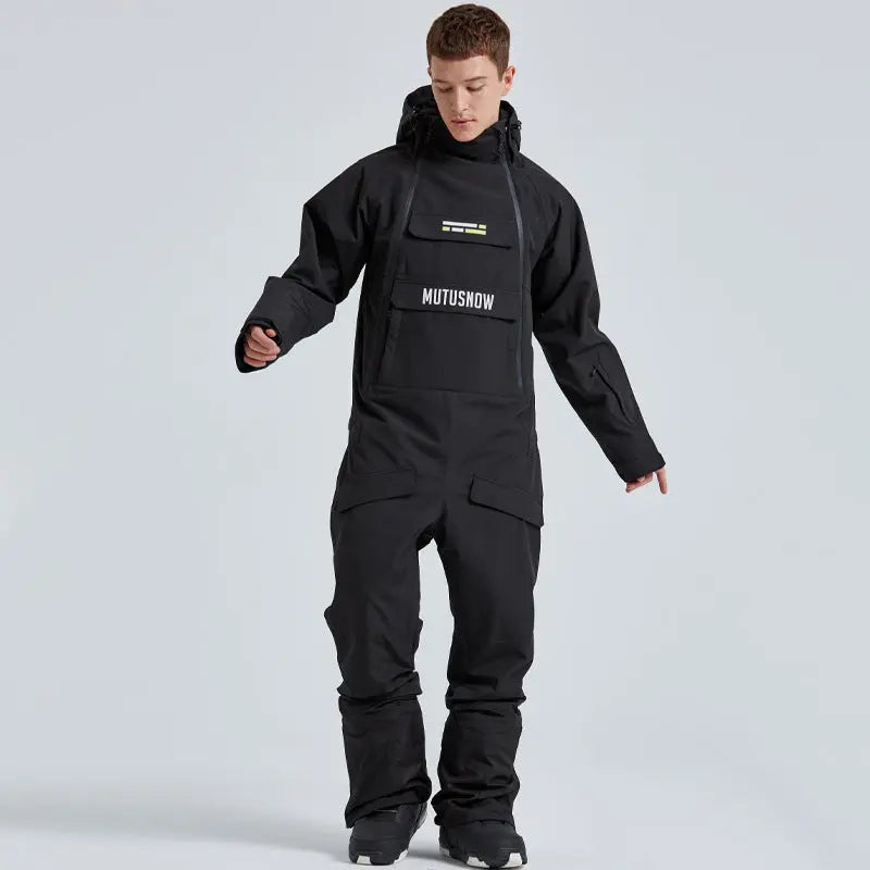 Men Ski Onesie Hooded Snow Jumpsuits HOTIANSNOW