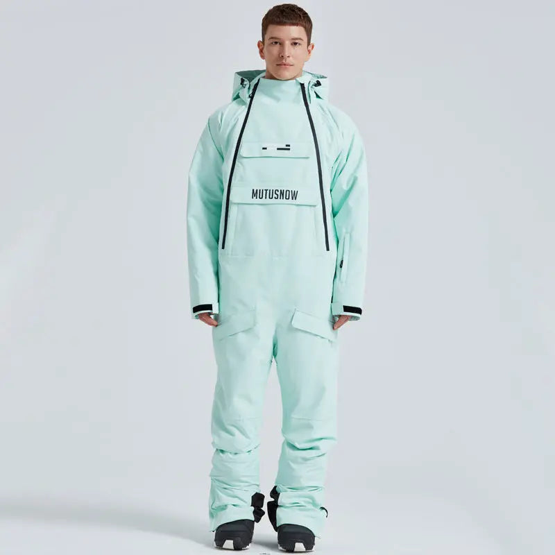 Men Ski Onesie Hooded Snow Jumpsuits HOTIANSNOW