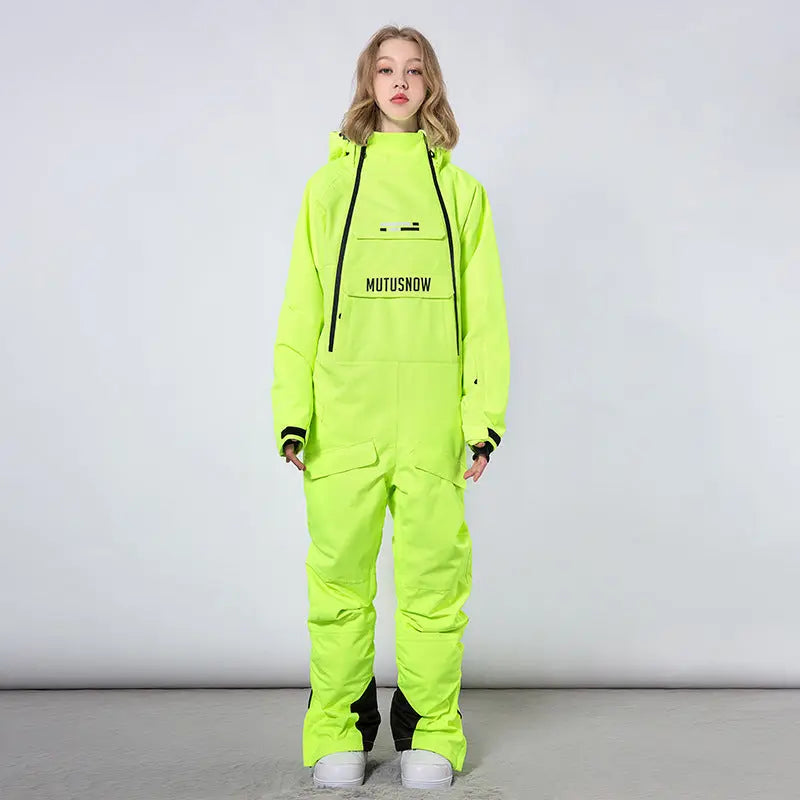 Men Ski Onesie Hooded Snow Jumpsuits 