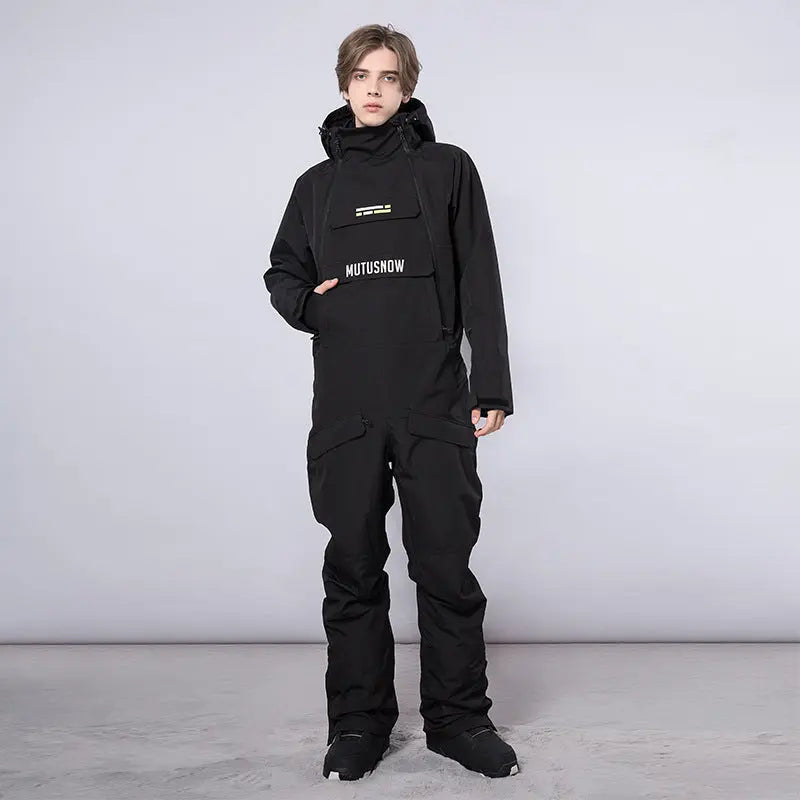 Men Ski Onesie Hooded Snow Jumpsuits 