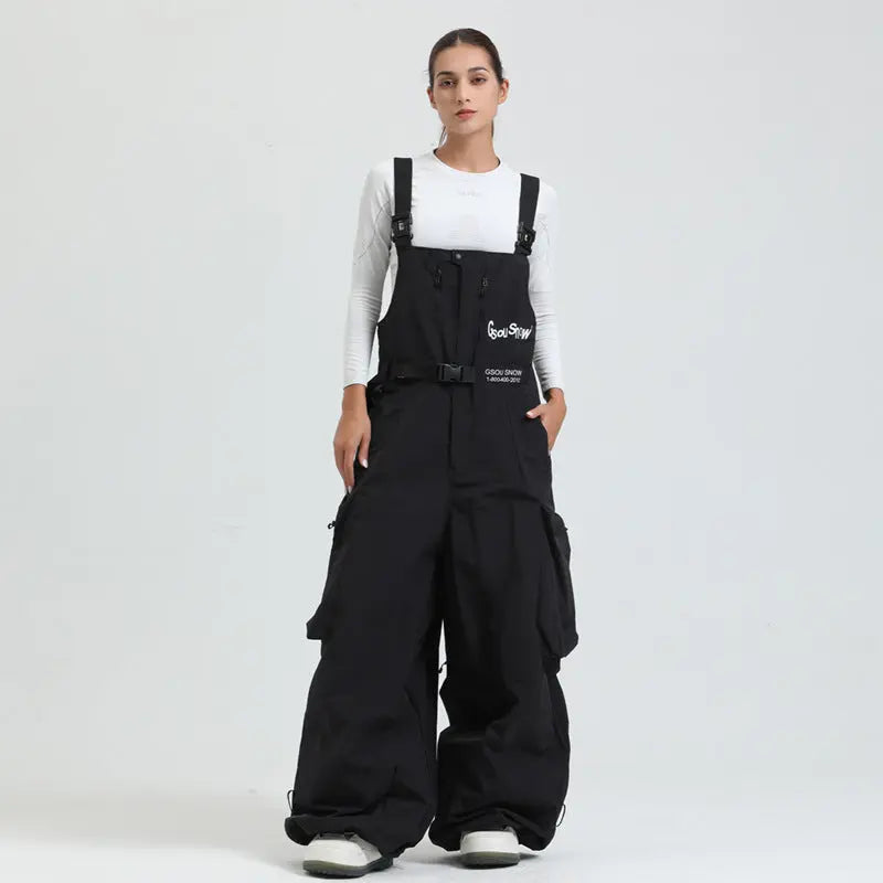 Men Unique Baggy Snowboard Bibs Trousers One-piece Ski Overalls Pants 