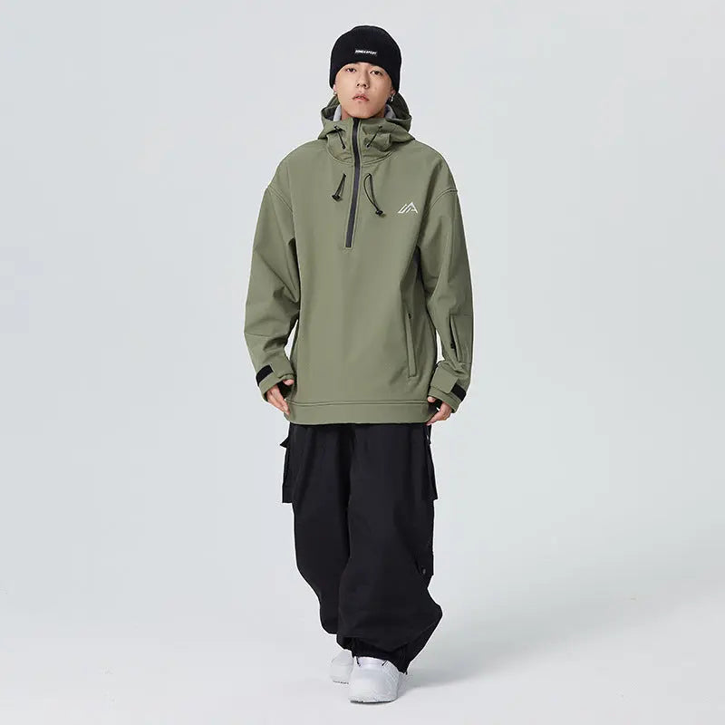 Men's Snowboard Anorak Jacket Outdoor Winter Hoodie 