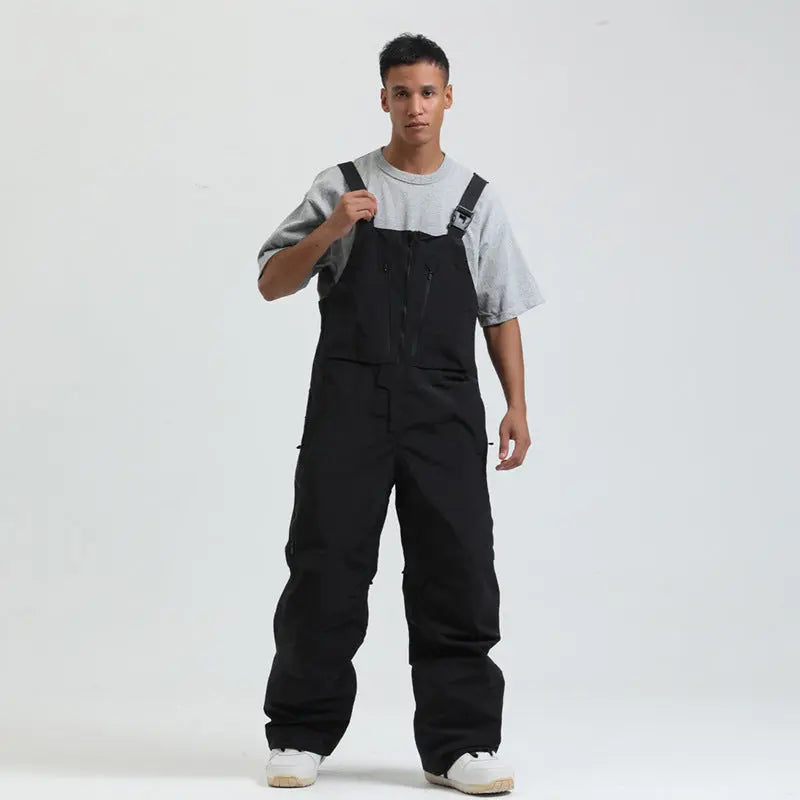 Men's Snowboard Bib Pants Super Baggy Ski Overalls 