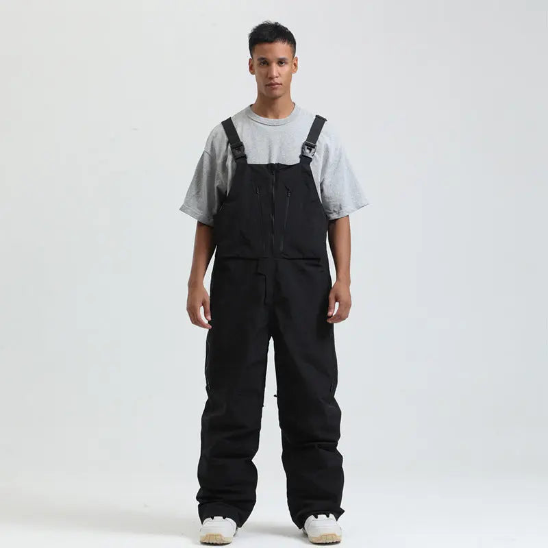 Men's Snowboard Bib Pants Super Baggy Ski Overalls 