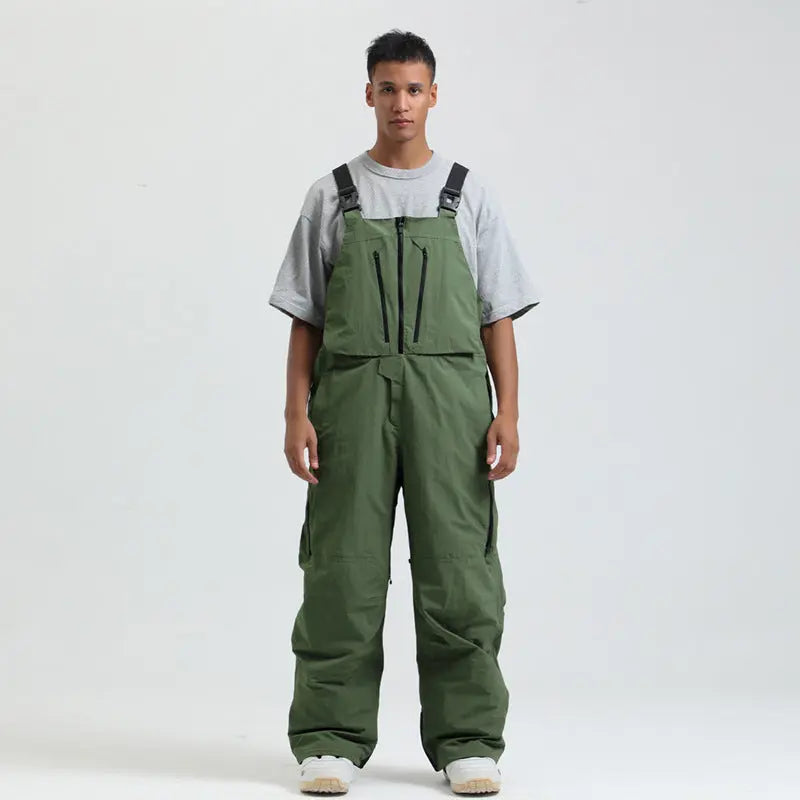 Men's Snowboard Bib Pants Super Baggy Ski Overalls 