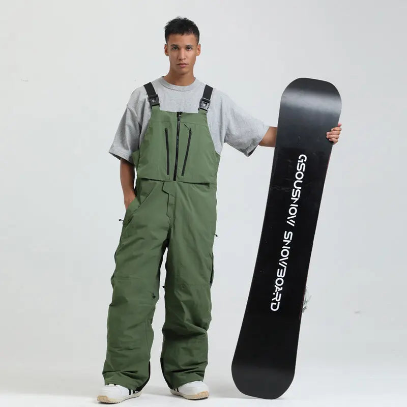 Men's Snowboard Bib Pants Super Baggy Ski Overalls 