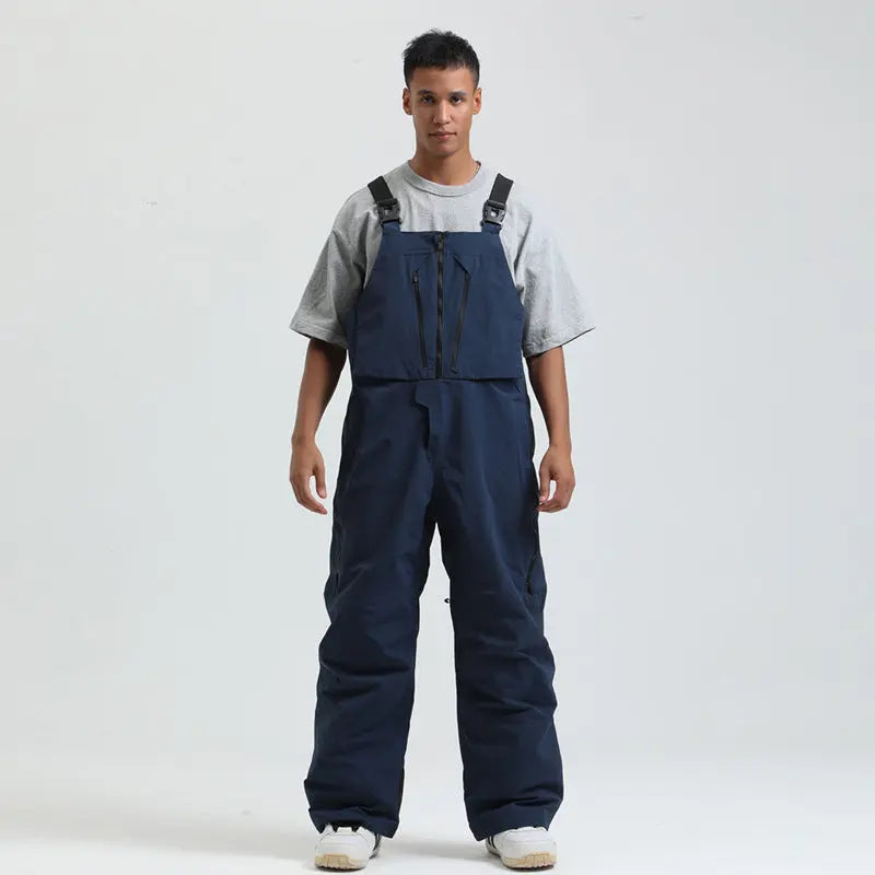 Men's Snowboard Bib Pants Super Baggy Ski Overalls 