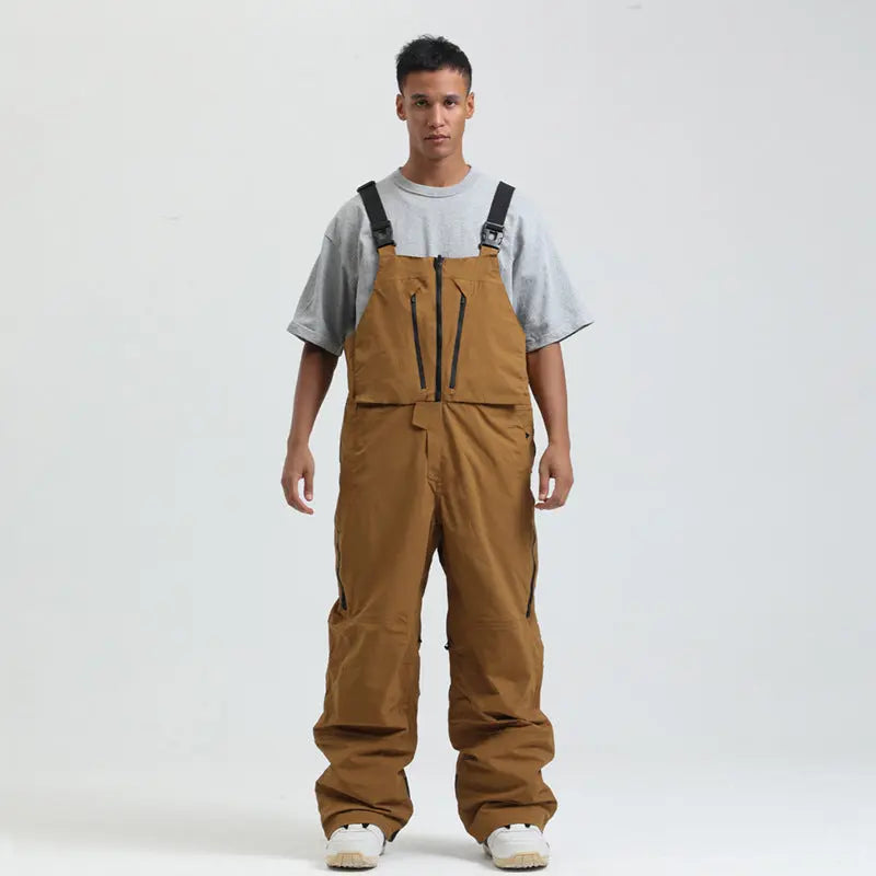 Men's Snowboard Bib Pants Super Baggy Ski Overalls 