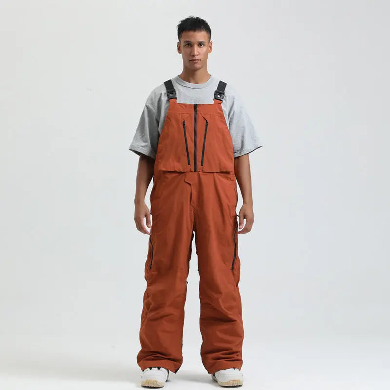 Men's Snowboard Bib Pants Super Baggy Ski Overalls 