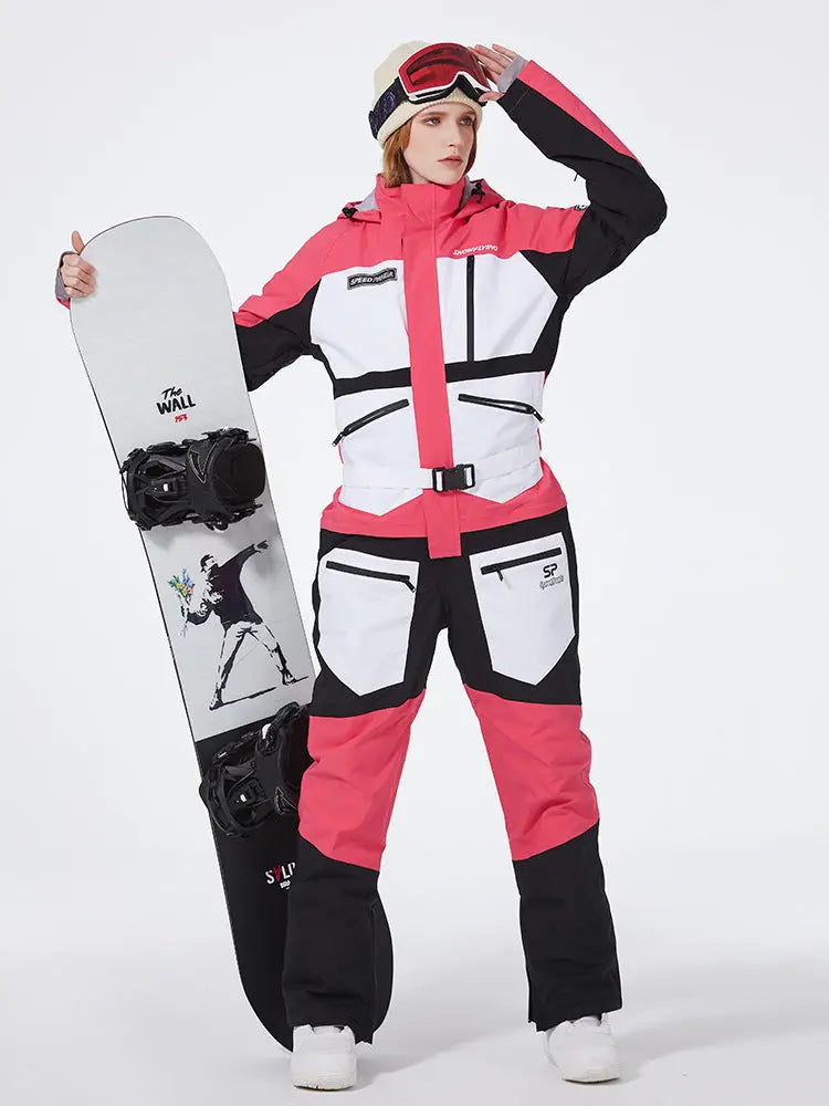 One-piece Ski Suit for Men & Women Patchwork Snowwear HOTIANSNOW