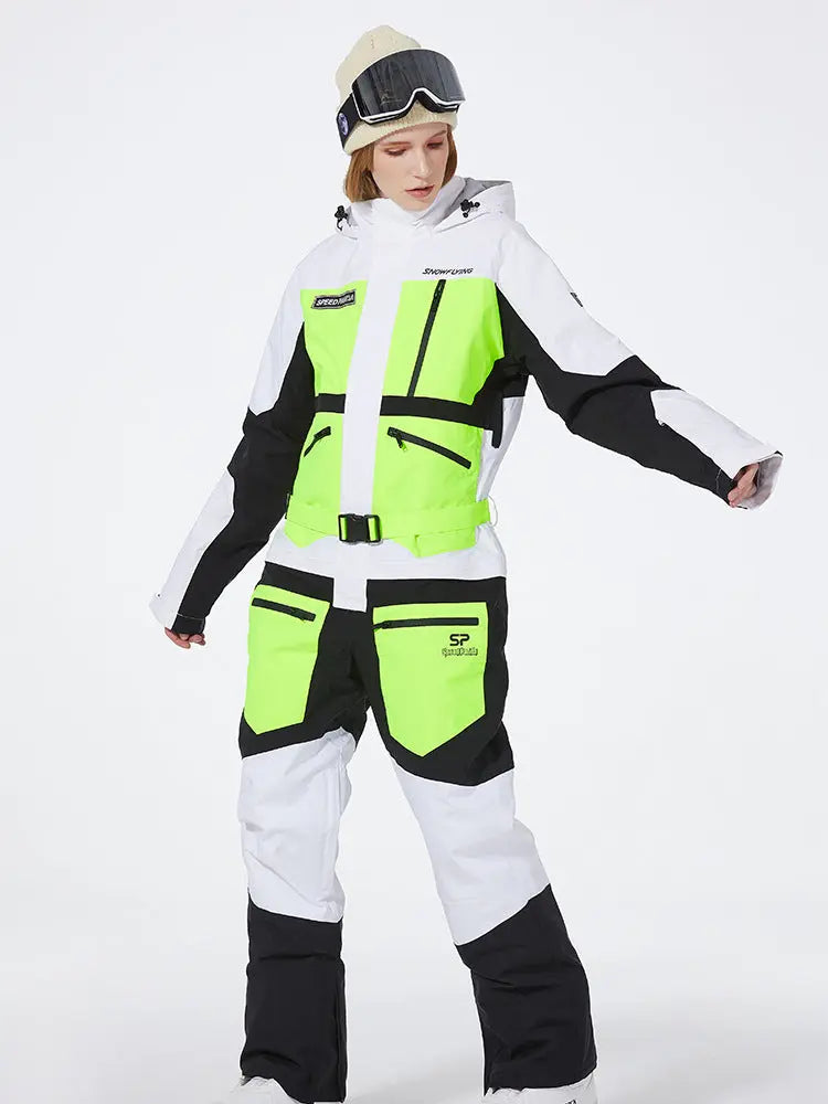 One-piece Ski Suit for Men & Women Patchwork Snowwear HOTIANSNOW