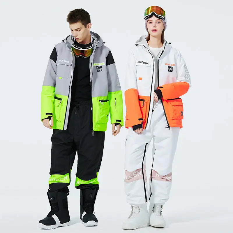 Outdoor Ski Insulated Cargo Jacket & Jogger Pants Couple Style HOTIANSNOW