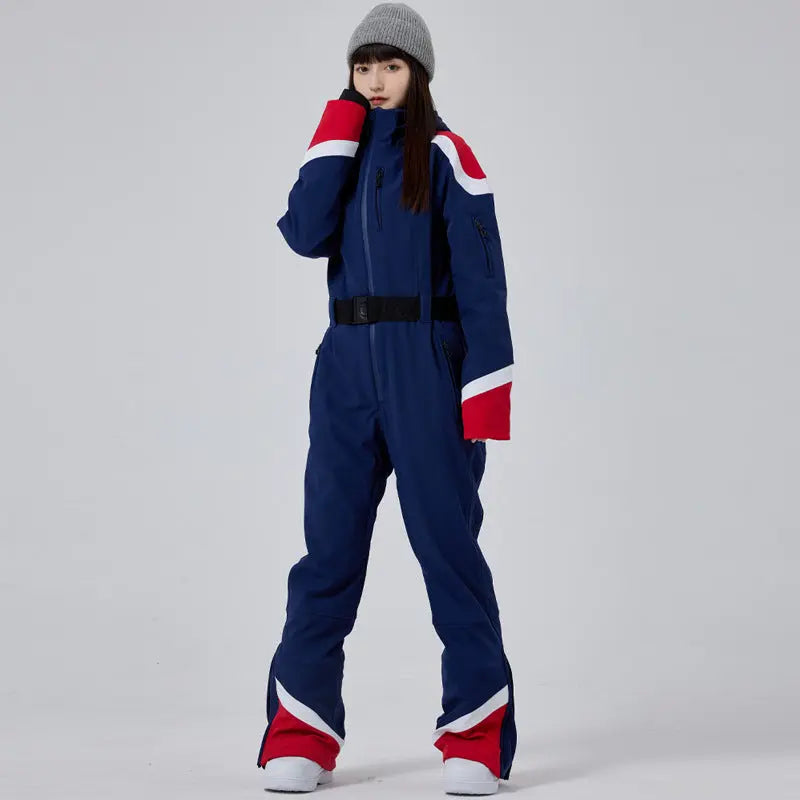 Retro Ski Onesie Women's One-piece Snow Jumpsuits HOTIANSNOW