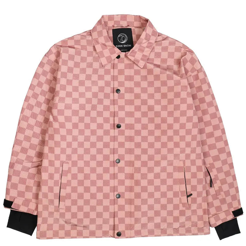 Stylish Checkerboard Ski Shirts Insulated Button-up Snow Coat HOTIANSNOW