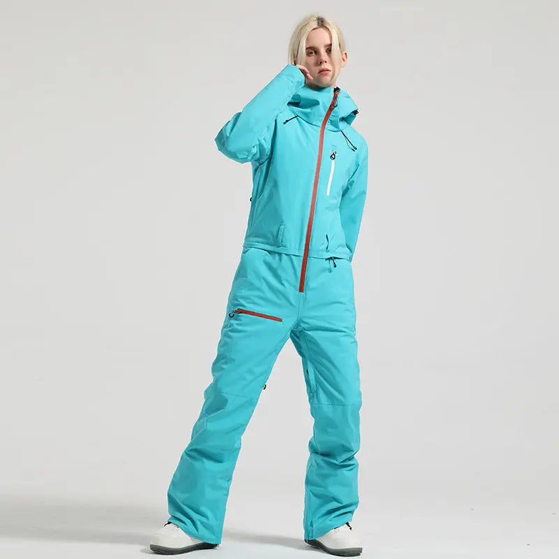 Stylish One-piece Ski Suits Slim Fit Zipper Closure Snowsuits 